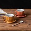 Striped Coffee Cup And Saucer Set, Retro Kiln Change Coffee Cup Creative Ceramic Cup Light Luxury Afternoon Tea Coarse Pottery Cup