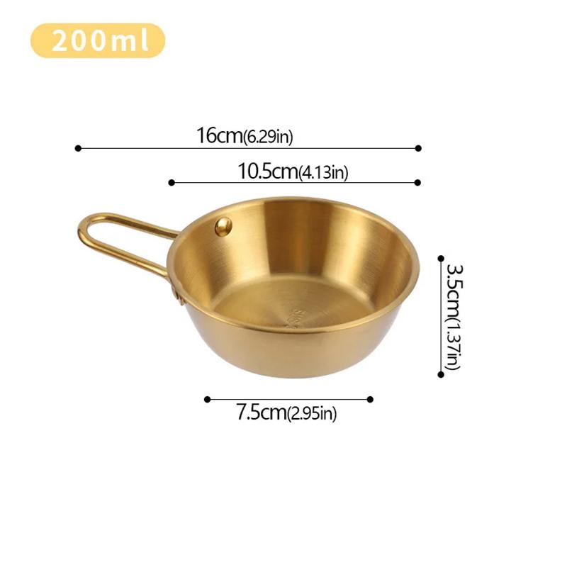 Stainless Steel Korean Style Multipurpose with Handle Bowl Cuisine Fruit Salad Bowl Induction Cooker Heatable
