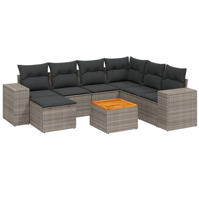VidaXL Garden Lounge Set with Cushions 8 Pcs, Patio Sofas, Patio Furniture Set, Outdoor Furniture, Grey 3225563