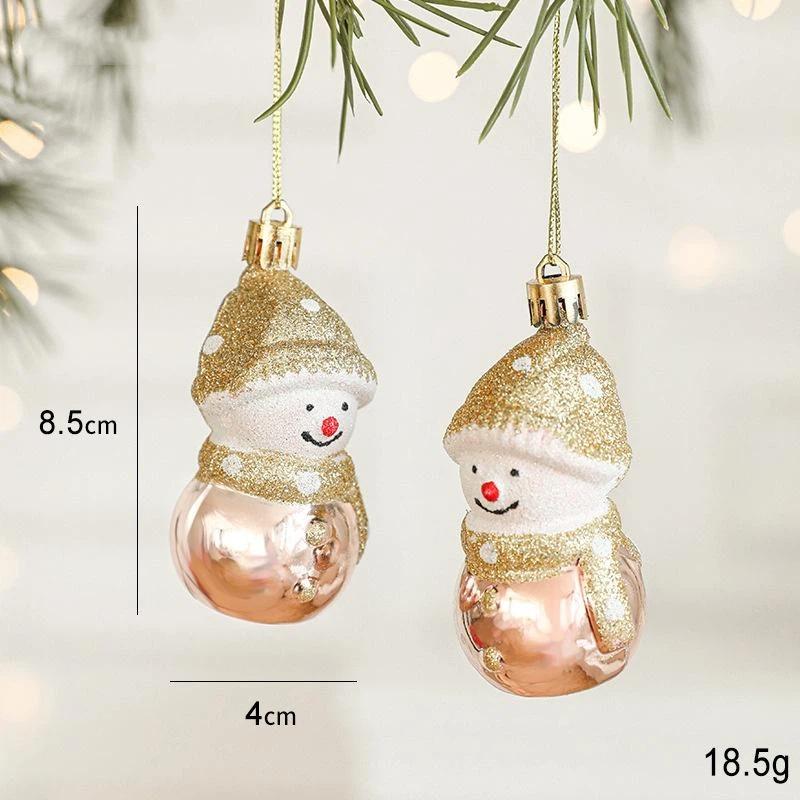 2ks Červená a bílá Vánoční závěsná dekorace Plastový Santa Claus Ozdoba na vánoční stromek Festivalové párty potřeby Vánoční ozdoby