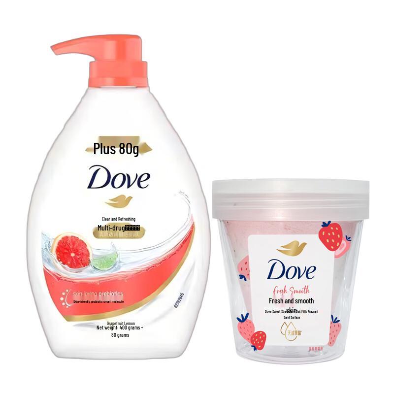 Dove Дуэт: Гель для душа и скраб «Сладкая клубника» на овсяном молоке