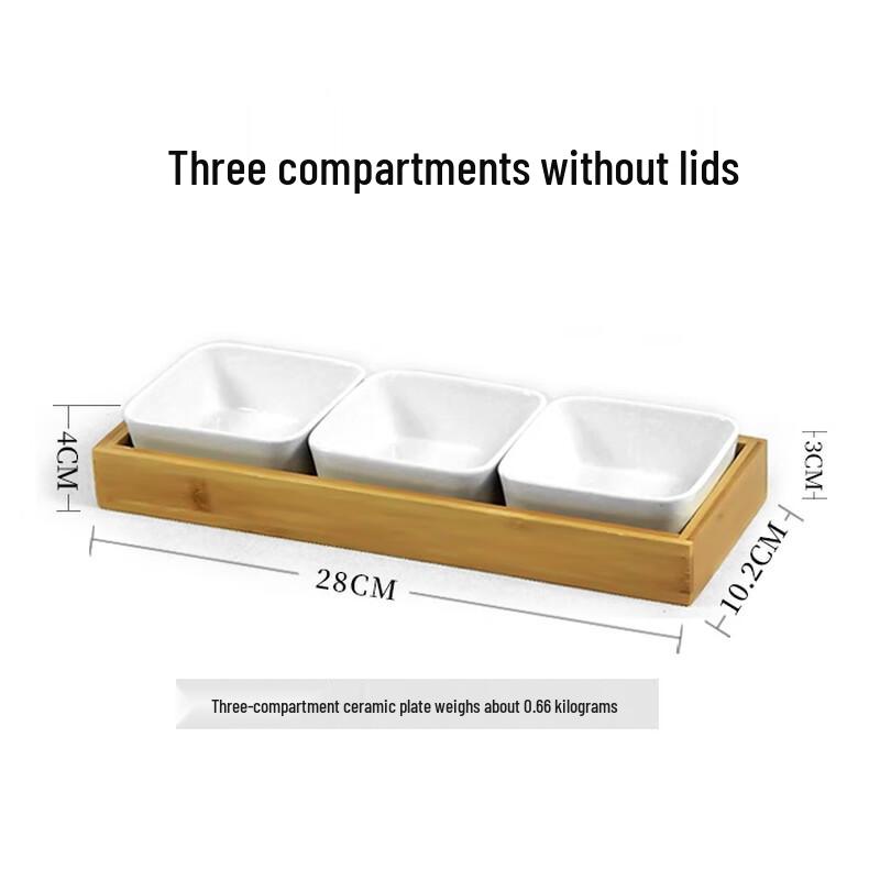 ZISIZ Ceramic 3-Compartment Snack Serving Dish