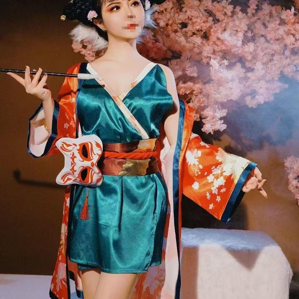 Filme de desenho animado chinês cobra branca menina raposa demônio cosplay traje feminino hanfu festa máscara vestido curto quimono robes cardigan floral