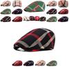 Stylish Unisex Beret Cap Vintage Plaid Pattern In 5 Colors