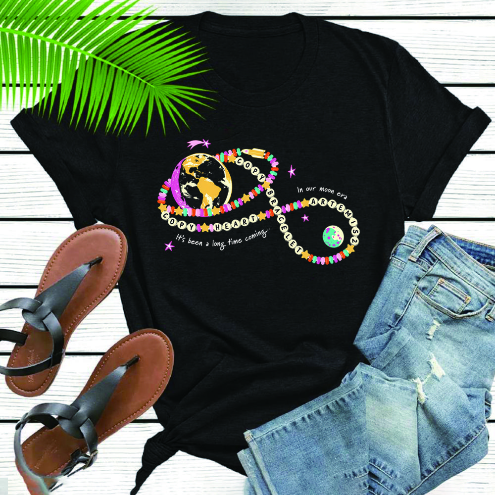 Vintage Kopi Hjerte T-shirt Kopi Armbånd T-shirt Artemis II Mission Skjorter Rum T-shirts Unisex Korte Ærmer Afslappede Toppe Fans Gaver