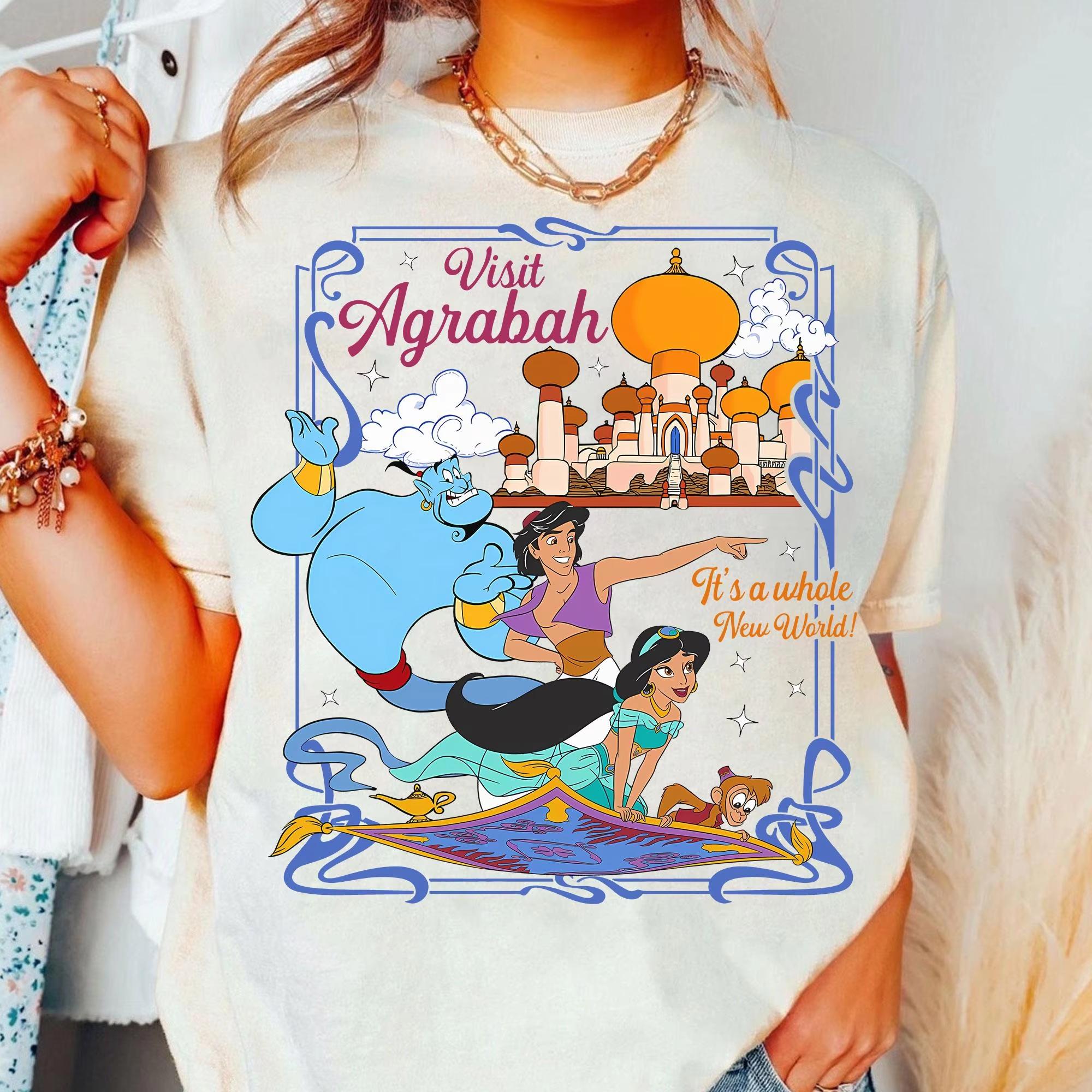 Princess Jasmine and Aladdin Genie Tour Agraba Embarking on A New World Journey for Womens Summer New Unisex Tshirt S