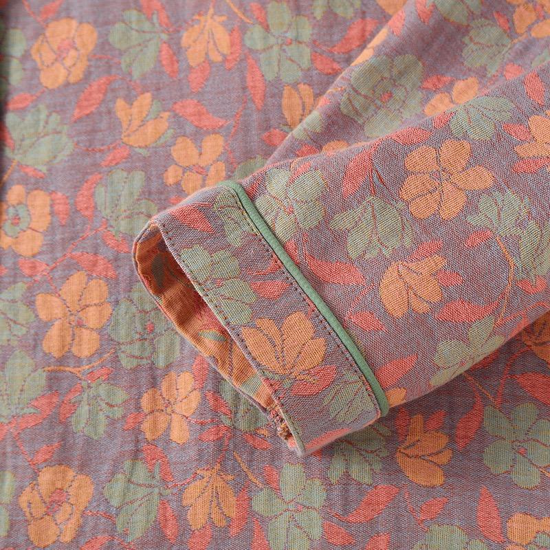 Cotton Winter Women Pajamas Long Sleeved Pants Women's Pajamas Suit Two Piece Set Home Clothes Flower Jacquard Sleepwear