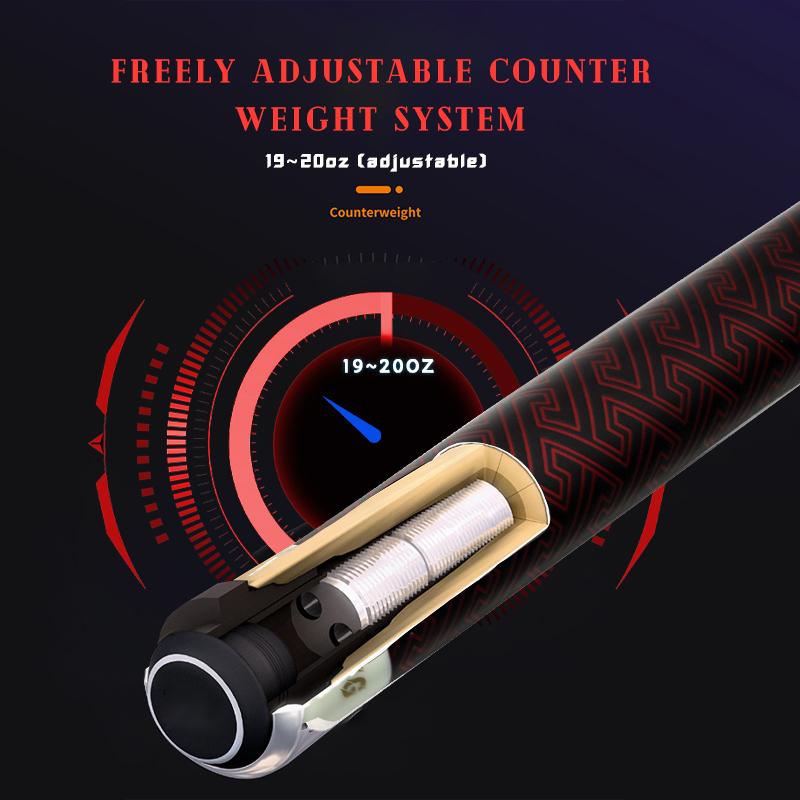 OKHEALING 3 Stück 12,9 mm Spitze Break-Jump Queue Karbonfaser Schaft Unterteil 147 cm / 58 Zoll Gewicht 19 Unzen Billardstöcke Poolspiel