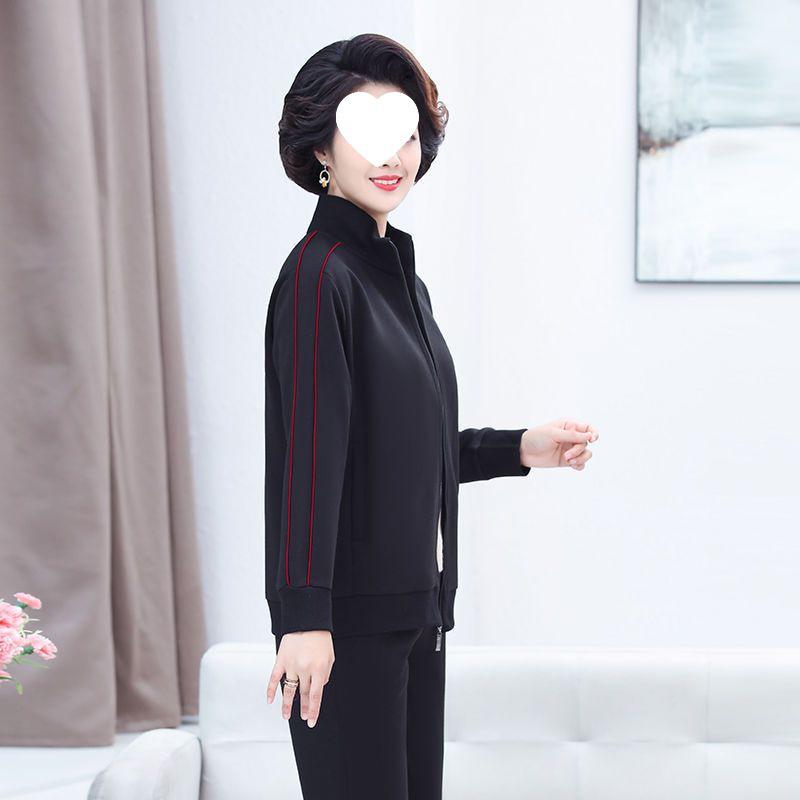 Women's Cotton Sportswear Set: Loose-Fitting, Middle-Aged & Elderly Two-Piece for Spring & Autumn