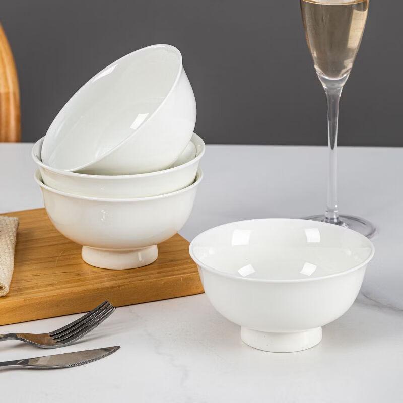 KangFuTao Jingdezhen Pure White Ceramic Dining Bowls