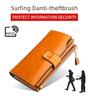 Genuine Leather RFID Anti-Theft Ladies Long Wallet Clutch with Brush Wax Finish
