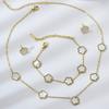 Fashionable Titanium Steel Colorless Five-leaf Flower Necklace Bracelet Earrings Set for Women's Niche High-end Versatile Four-leaf Clover Collarbone