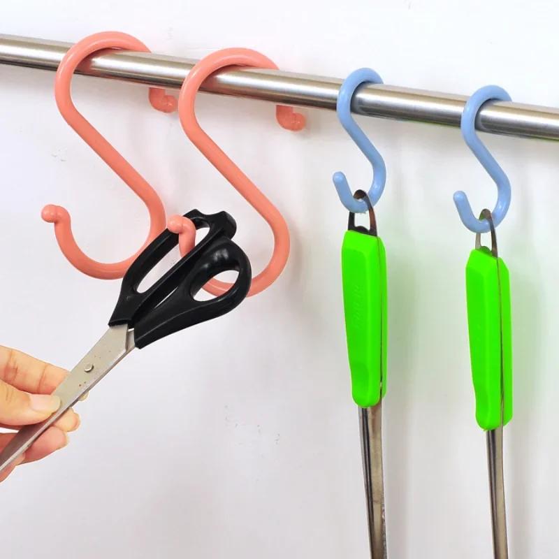 Multifunctional Plastic S-shaped Door Kitchen Hook Creative Bathroom Nail-free Wardrobe Clothes S Hook Home Small Tools
