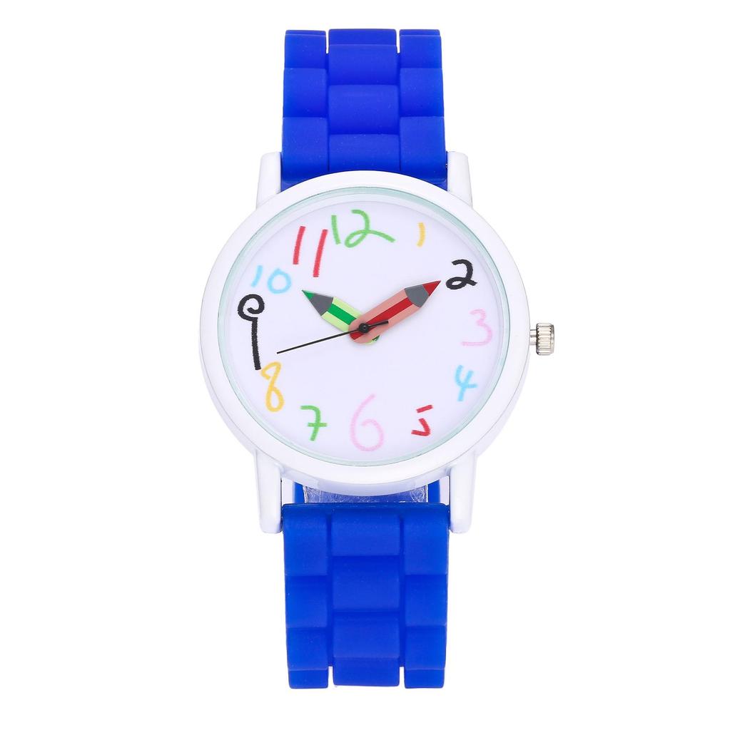 Cartoon Colorful Number Women's Jelly Silicone Strap Quartz Wristwatch