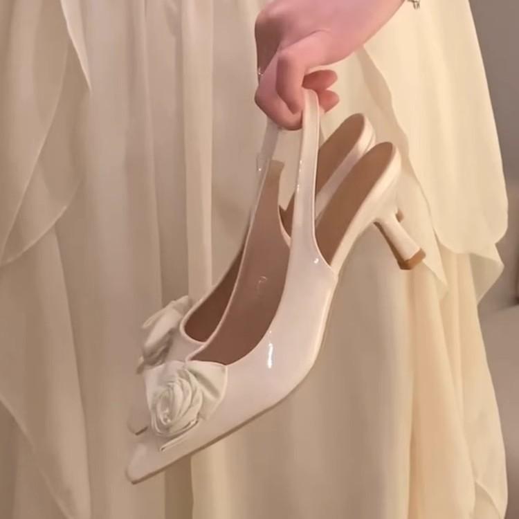 Summer pointed sandals women's 2025 new small man shallow mouth lady style flower high heels stiletto mother shoes tide