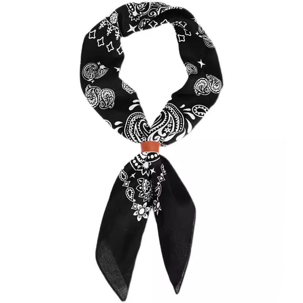 Trifong Paisley Bandana Black Cotton 100% Quick Dry 55cm x 55cm