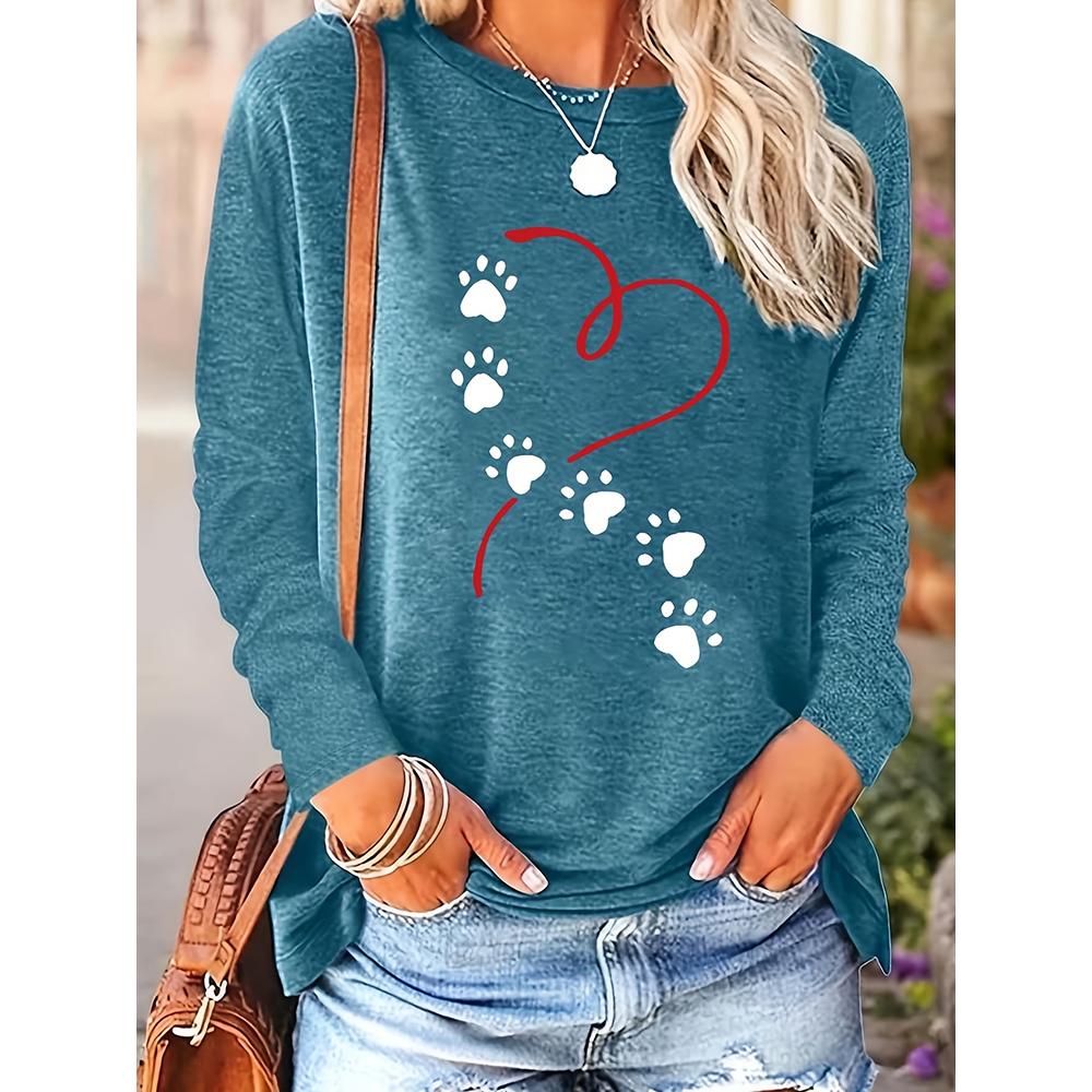 New 3D Heart Patterned Women's Long-Sleeved Round-neck T-Shirt Women's Urban Fashion Long-Sleeved Top For Autumn And Winter