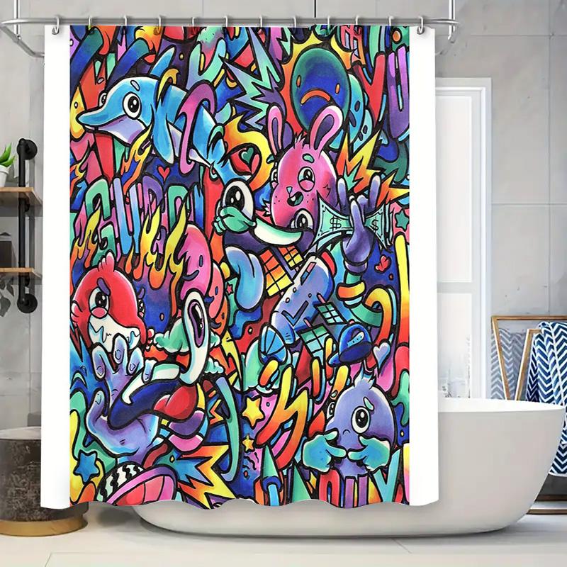 

Abstract Colorful Art Shower Curtain Modern Geometric Pattern Bathroom Decor Waterproof Liner Fabric Backdrop Home Textile W60H190(CM)-1 Pcs