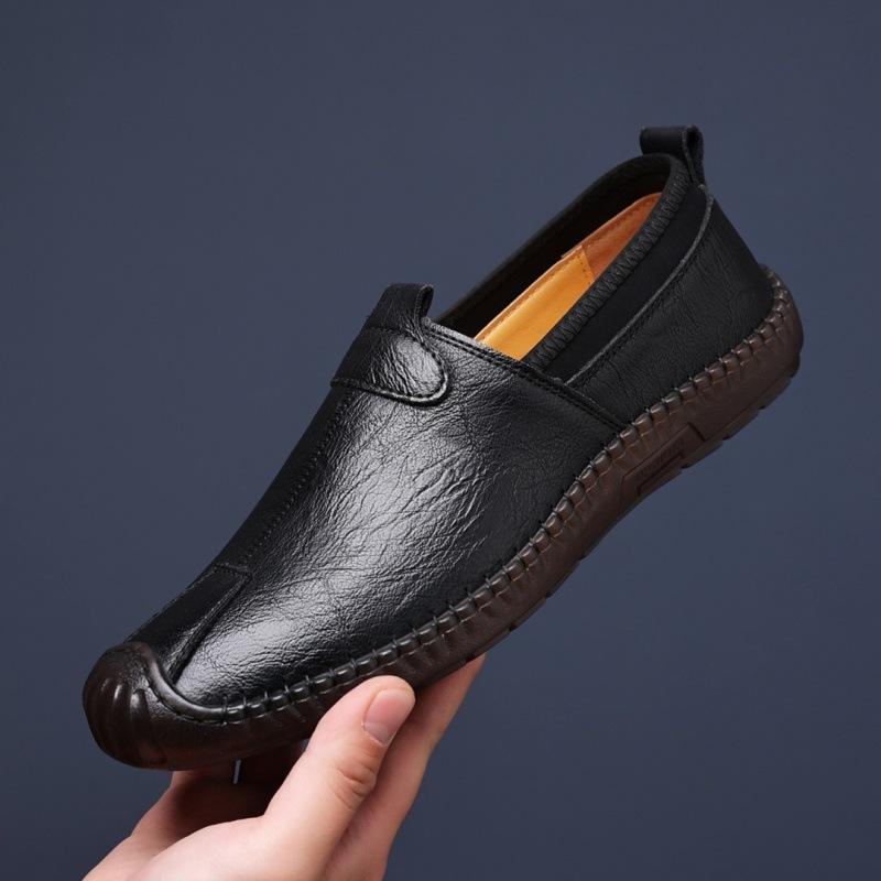 

Penny Loafer Men Leather Casual Shoes Sewing Comfortable Driving Loafers Moccasins Men s Slip-on Club Party Shoe Wedding Flats 38 чёрный