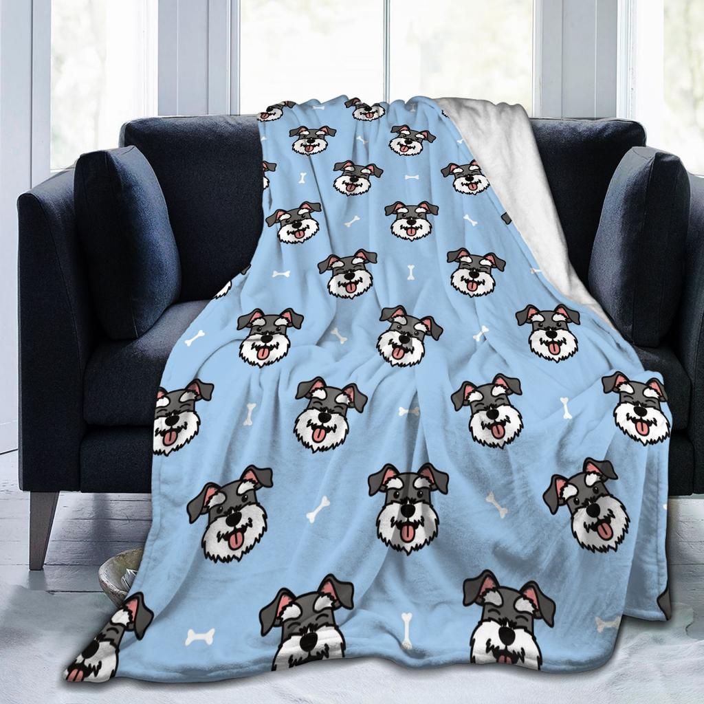 Cute Schnauzer Dog Blanket Coral Fleece Plush Gift for Animal Dog Lover Lightweight Throw Blankets for Car Sofa Couch Bedspread