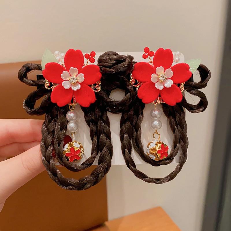 

Красные новогодние ханьфу заколки для волос для девочек - цветочные головные уборы в китайском стиле