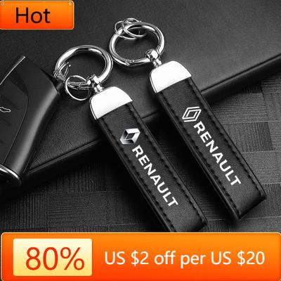 Interieurstickers 1 stuks Lederen Sleutelhanger Auto Logo Sleutelhanger Sleutelketting Voor Renault Clio Koleos Megane QM6 Scenic Espace Kadjar Captu