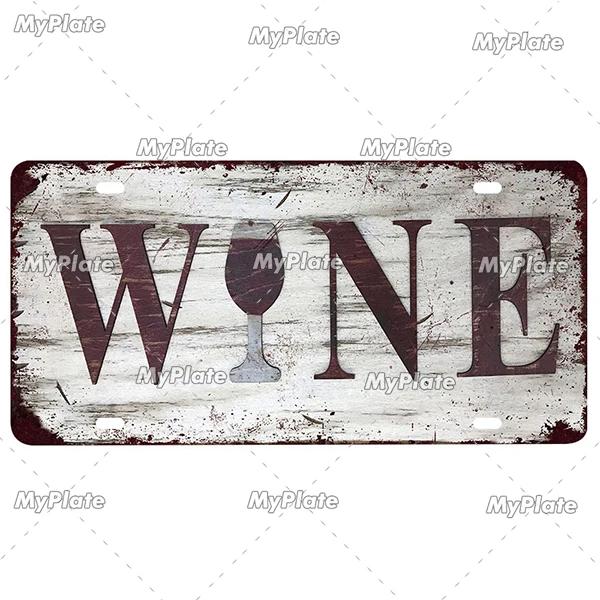 Wein Metallschild Kaffee Blechschild Nummernschild Vintage Dekoration Man Cave Plakette Heim Wanddeko Barschild Poster