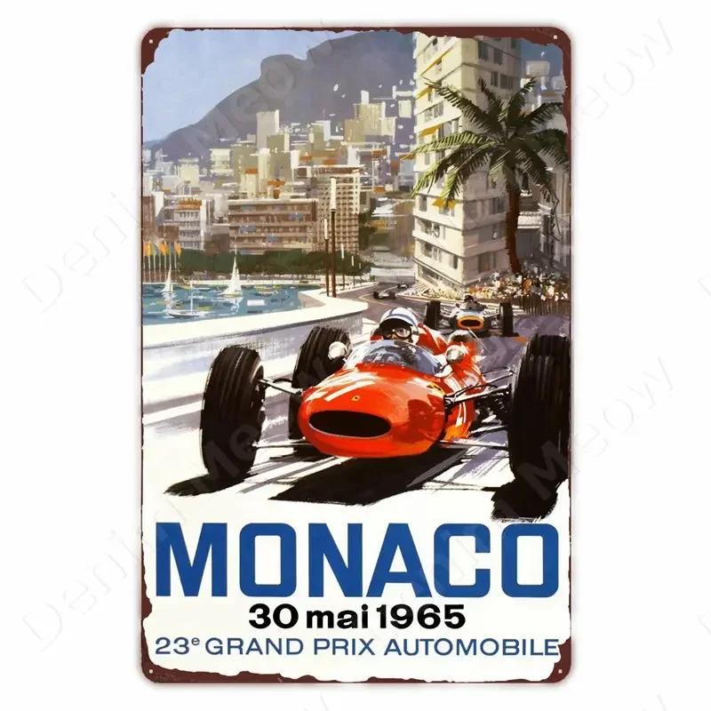 Monaco Grand Prix Vintage Metal Sign, Car Racing Tin Plaque, Motorcycle Retro Poster For Bar, Man Cave, Home, Autos Wall Decor