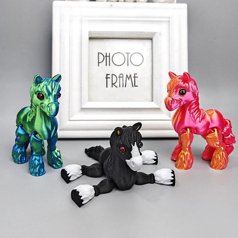 New Multi-joint Movable 3D Printed Horse Animals Mini Cute Relief Sensory Toy Funny Home Accessories Kids Gift Desktop Ornament