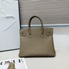 Gold Button Silver Cowhide Togo-202530 Genuine Leather Women's Bag Portable
