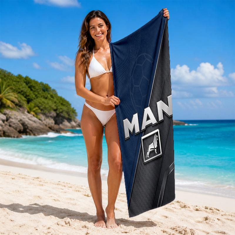 man truck Print Microfiber Beach Towel Sand?Resistant Lightweight Towel For Swimming Outdoor Travel Use