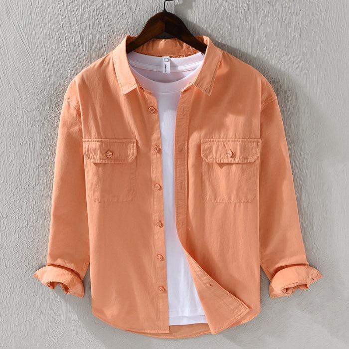 Spring New Men's Casual Long-sleeved Shirt Versatile Loose Simple Young Trendy Men's Cotton Shirt