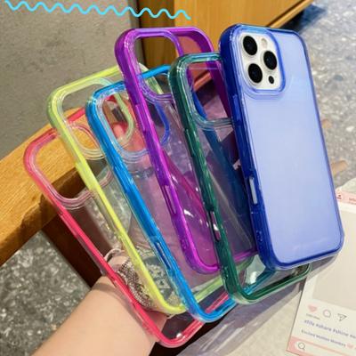 Luxusní světlé barevné nárazuvzdorné pouzdro pro iPhone 16 15 14Plus 13 12 11 Pro Max Měkký nárazník Brnění Estetický průhledný kryt telefonu