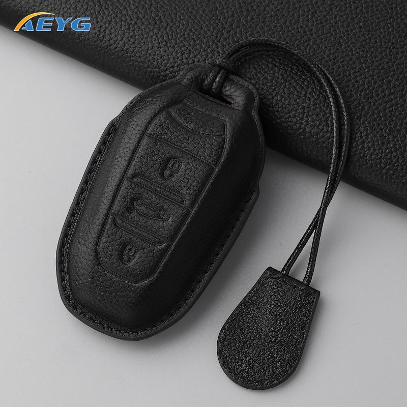 Leather Car Key Case Cover Shell For Peugeot 308 408 508 2008 3008 4008 5008 For Citroen C4 C6 C3-Xr Keychain Accessories