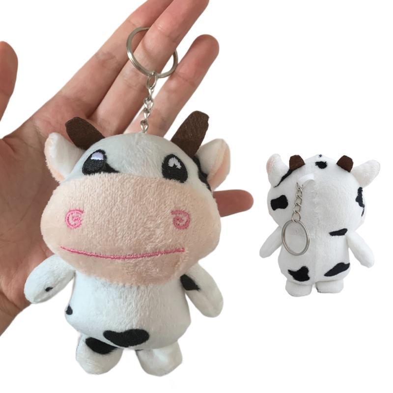 1-12 Stück Plüsch Kuh Schlüsselanhänger Kuh Plüschtier Tier Spielzeug Kawaii Gepunktete Kuh Schlüsselanhänger Damen Tasche Tier Dekoration Weihnachten Geburtstagsgeschenk