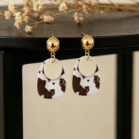 European Retro Western Leather Patchwork Dangle Earrings - Bohemian Style Jewelry