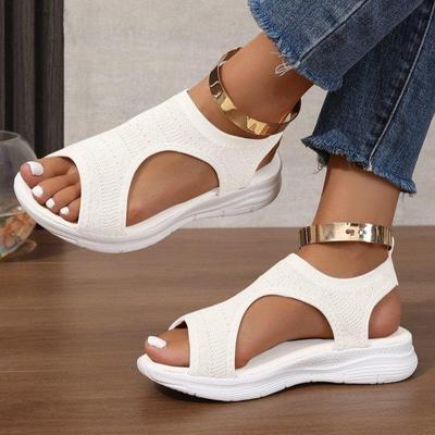 2025 Women's Lightweight Mesh Fly-knit Beach Sandals - Chunky Sole, Fish-mouth Design, Casual & Plus Size