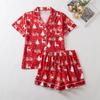 Europäisches & Amerikanisches Weihnachts-Print Damen-Pyjama-Set - Langarm-Oberteil & Hose, Baumwoll-Homewear für Herbst/Winter