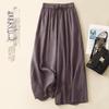 Women's Casual Wide-Leg Elastic Waist Pants - Cotton Linen Double Layer 