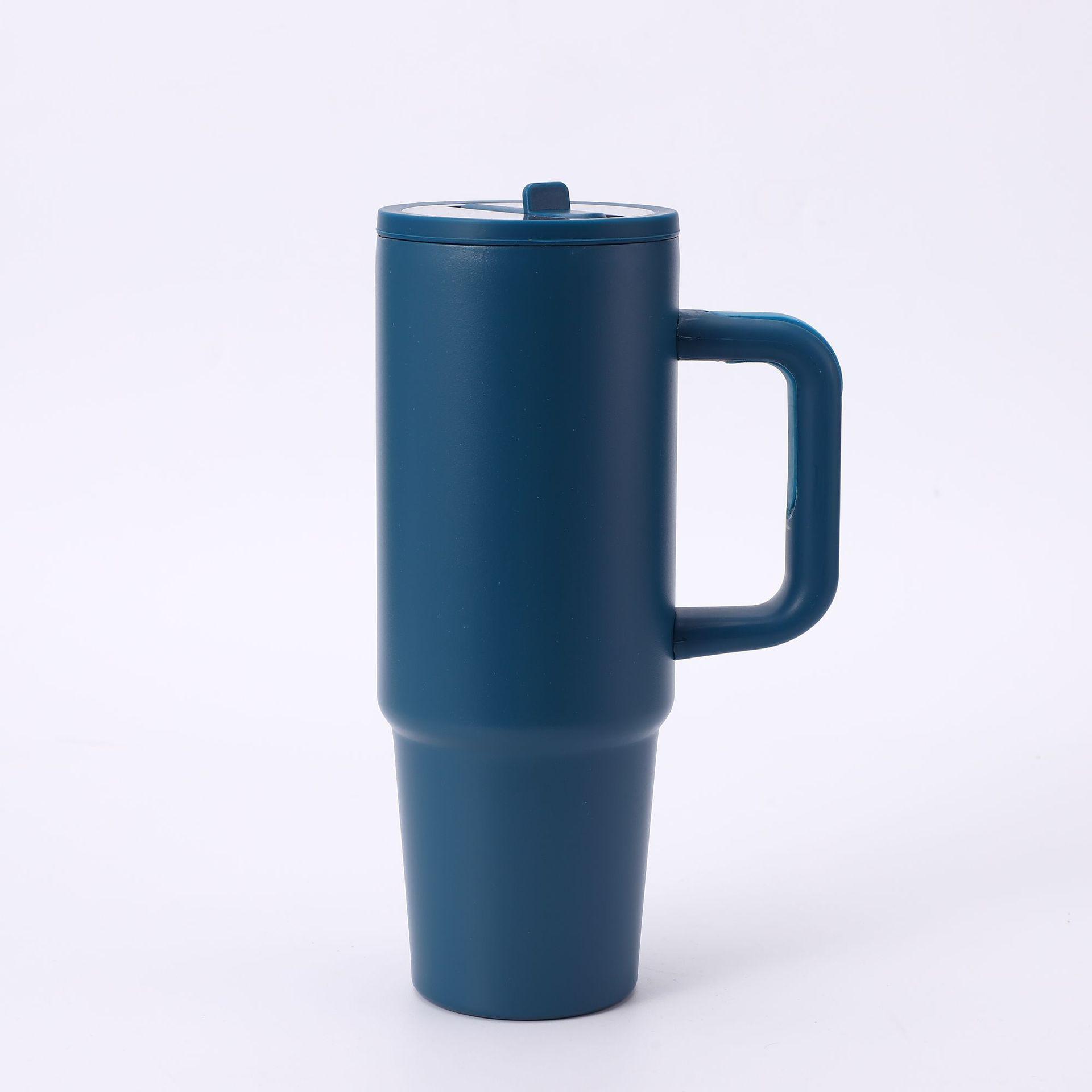 

30oz Stainless Steel Car Mug with Handle and Straw - Large Thermos Ice Buster Cup 900ml
