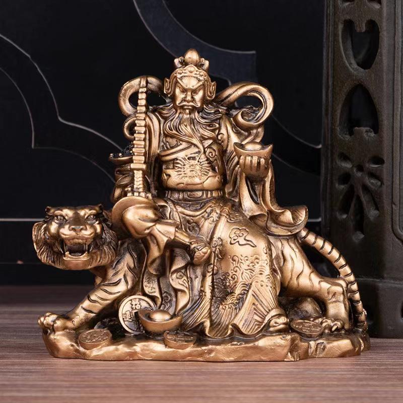 Tiger God of Wealth Zhao Gongming Character Decoration Statues Resin Sculpture Home Room Office Wind Water Features Ornaments