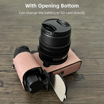 Capa protetora para câmera portátil, estilo retrô, bolsa de transporte, abertura, design inferior com