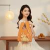 Double Sided Woven Tote Purse Thick Woven Rabbit Gift Pouch Flower Charm Handbag  Kids