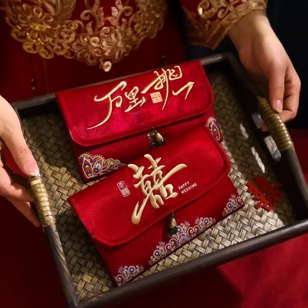 Multiple Patterns Wedding Embroidery Money Pocket Tassel Design Blessing Bag Party Gifts