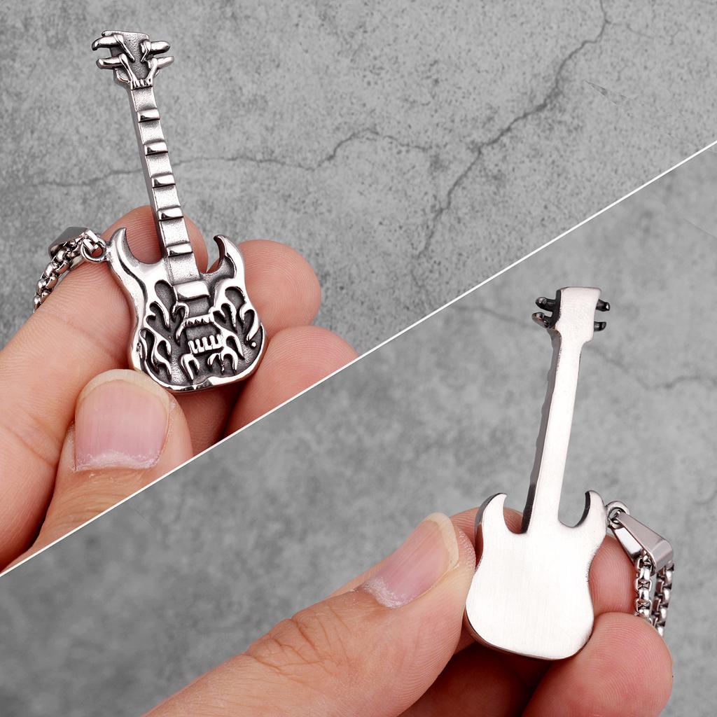 Höllischer Gitarrenrock Lange Herren Halsketten Anhänger Kette Punk für Freund Männlich Edelstahl Schmuck Kreativität Geschenk Großhandel