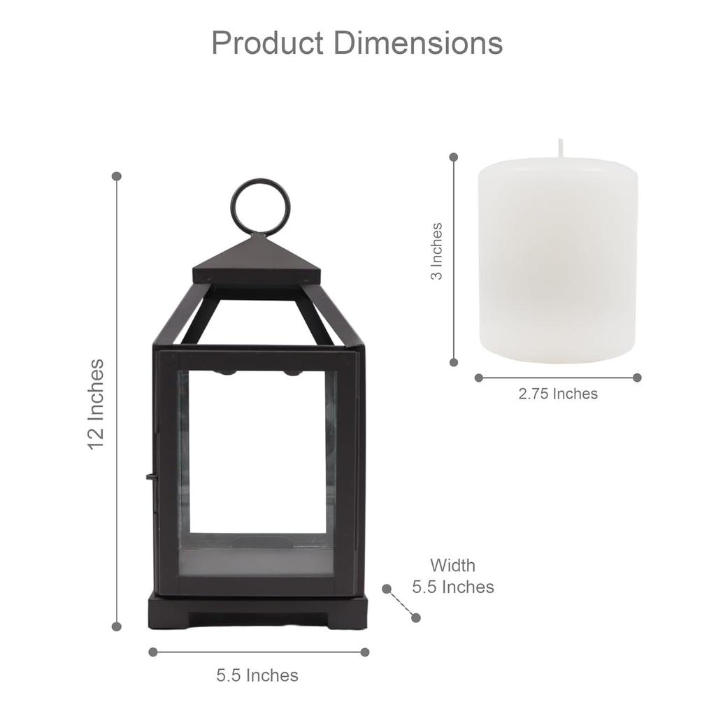 Glass Iron Lantern with One Pillar Candle Lantern for Home Decoration|Candle Holders for Home Decor Pack of 1