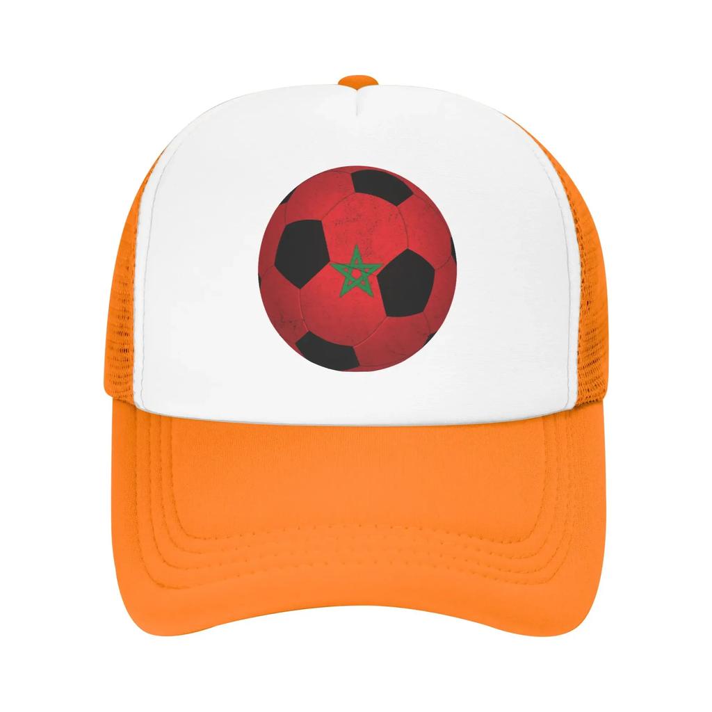 Soccer Moroccan Morocco Flag Trucker Cap Unisex Sport Hats Sun Hats Sports Cap Adjustable Snapback Caps Mesh Baseball Caps Summer