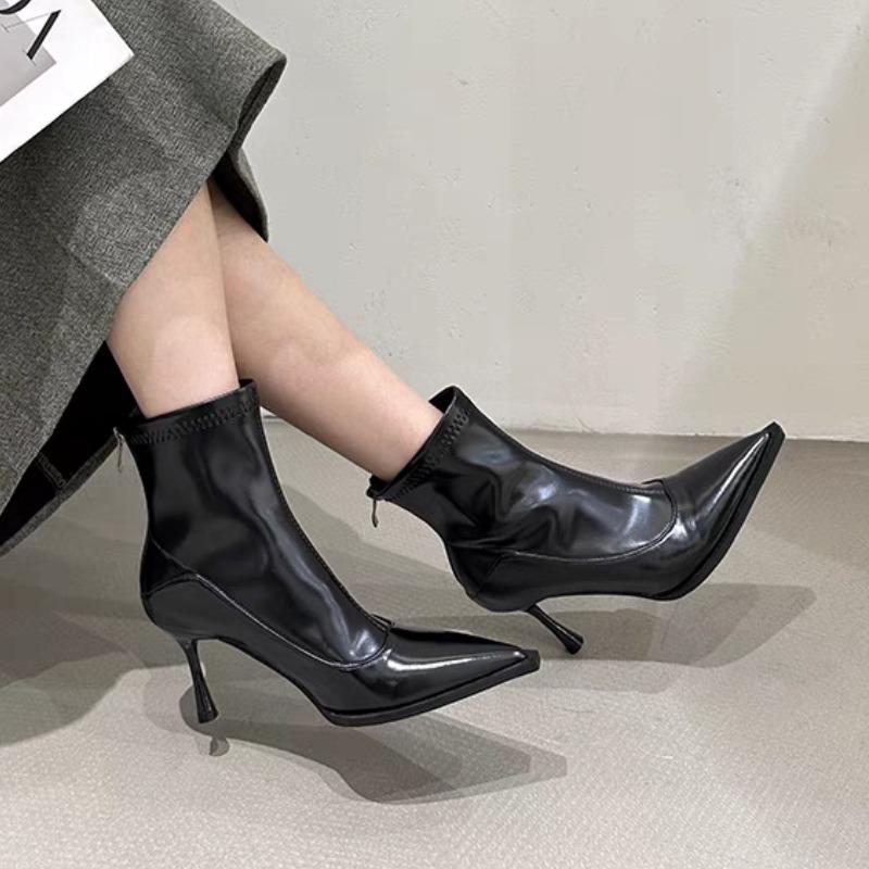 Autumn Winter Women Slim Ankle Boots Fashion Elegant Pointed Toe Shoes Thin High Heel Women's Morder Short Booties
