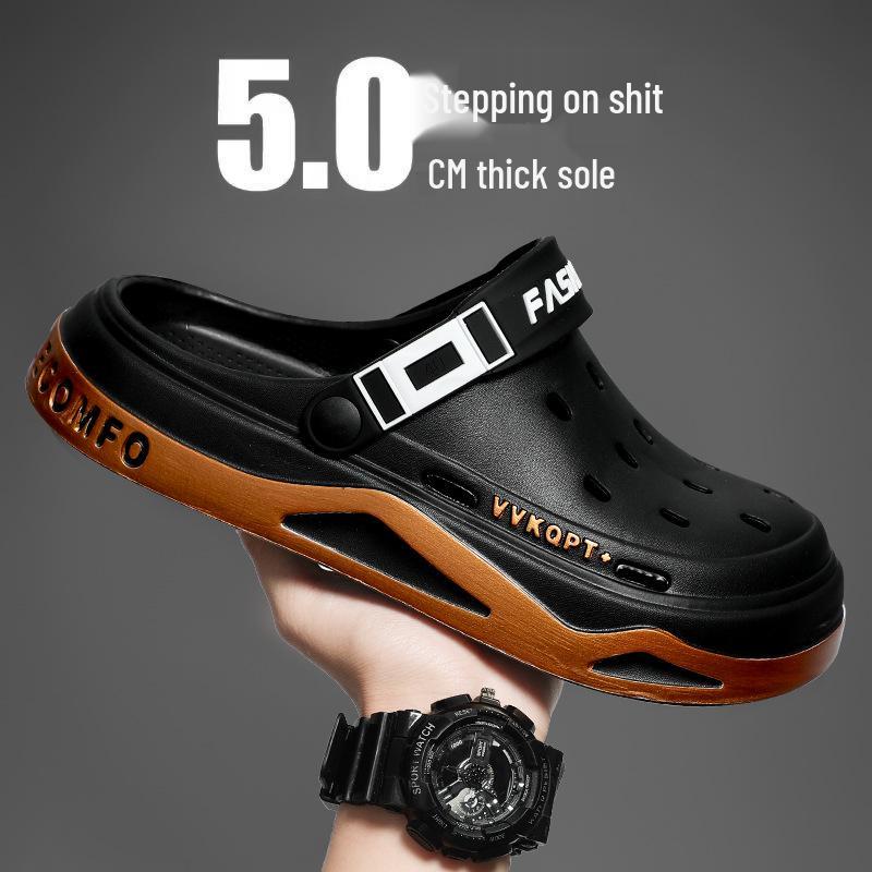 סנדלי אי.וי.איי קיציים נושמים לגברים: נעלי חוף קלות משקל, סוליה רכה, בוהן סגורה, לשימוש כפול