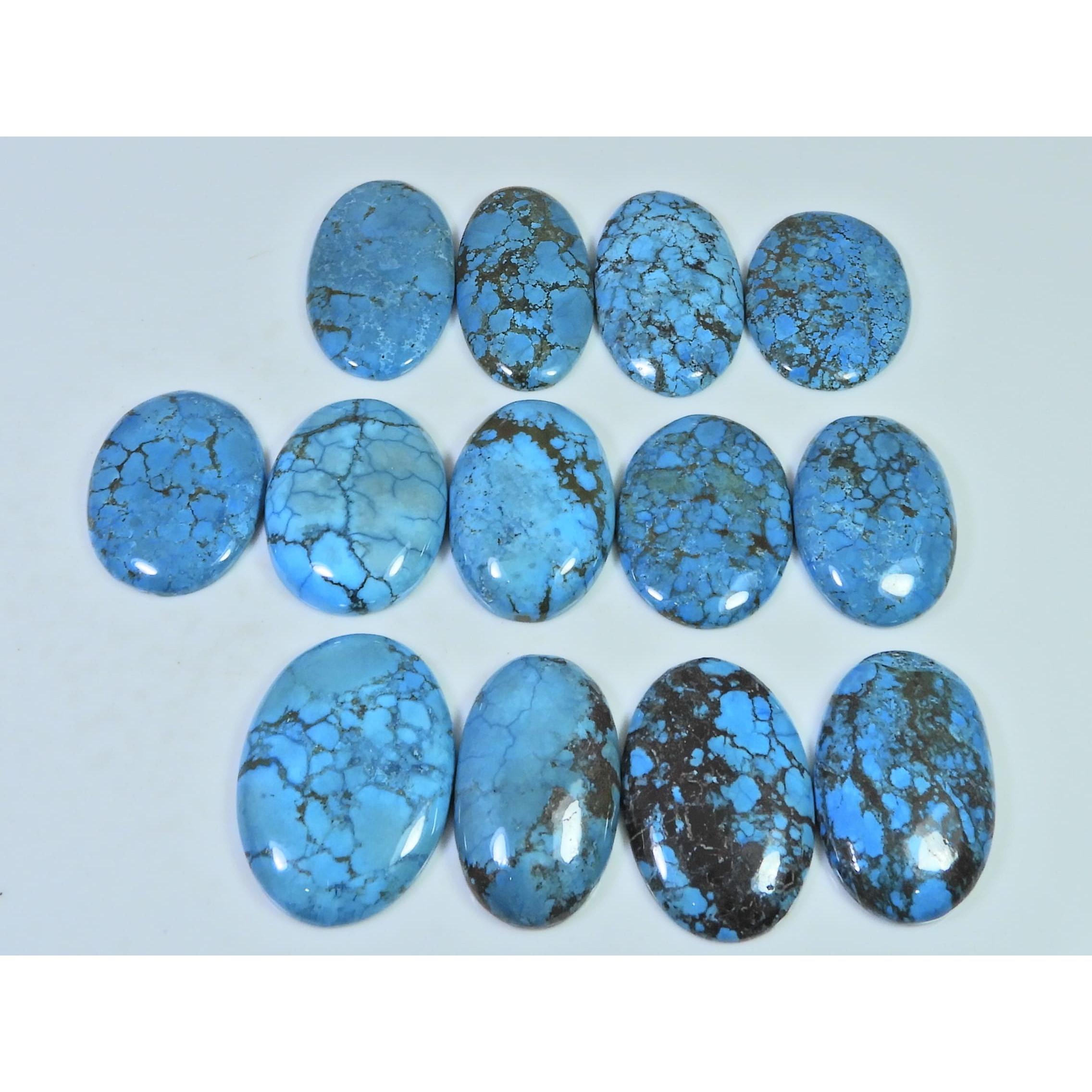 Colour Enhanced Magnesite Turquoise Oval Cabochon Loose Gemstone 13Pcs Lot C-2076